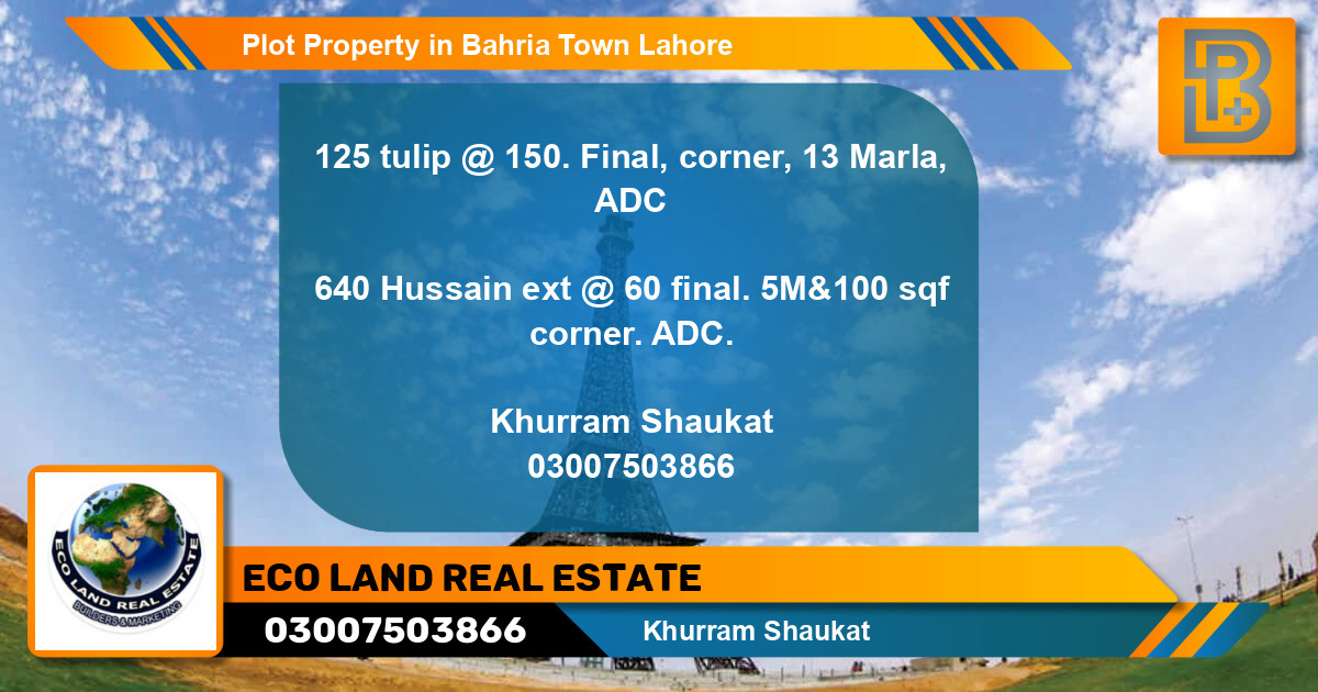 Residential Plot for Sale in Bahria Town, Lahore - (BP-48084)