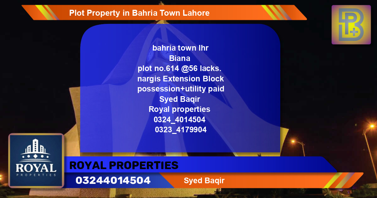Residential Plot for Sale in Bahria Town, Lahore - (BP-48088)