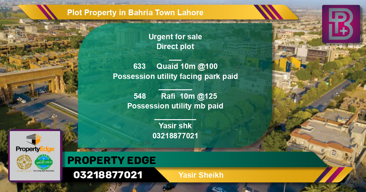 Residential Plot for Sale in Bahria Town, Lahore - (BP-48097)