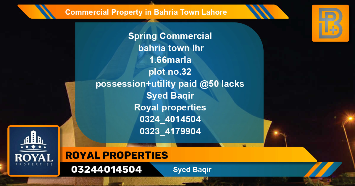 Commercial Property for Sale in Bahria Town, Lahore - (BP-48100)