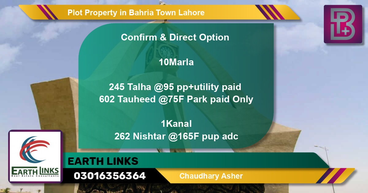 Residential Plot for Sale in Bahria Town, Lahore - (BP-48106)