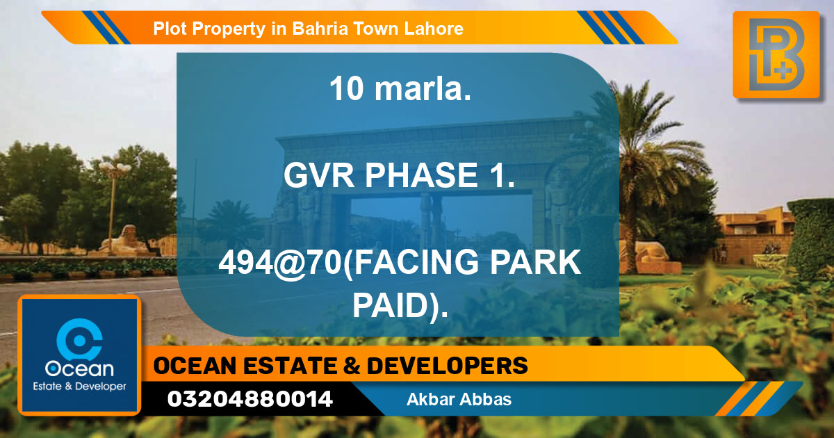 Residential Plot for Sale in Bahria Town, Lahore - (BP-48132)