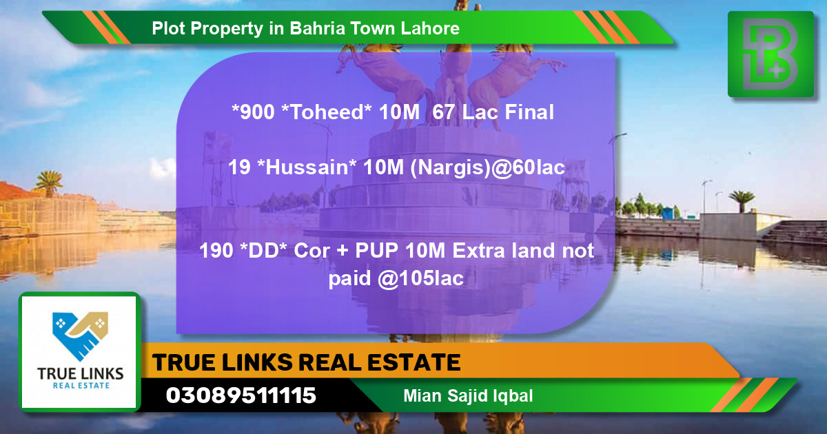 Residential Plot for Sale in Bahria Town, Lahore - (BP-48148)