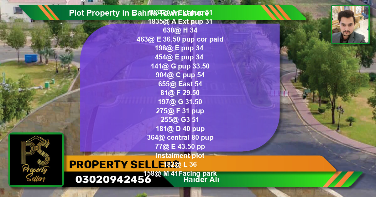 Residential Plot for Sale in Bahria Town, Lahore - (BP-48162)