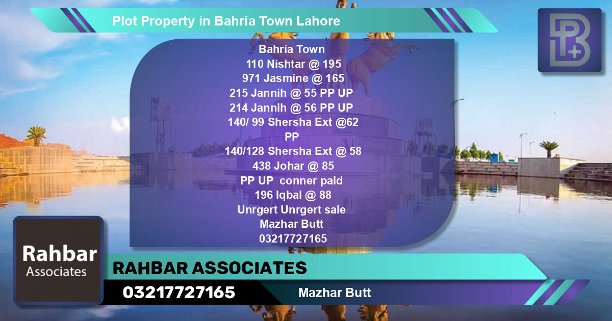 Residential Plot for Sale in Bahria Town, Lahore - (BP-48223)
