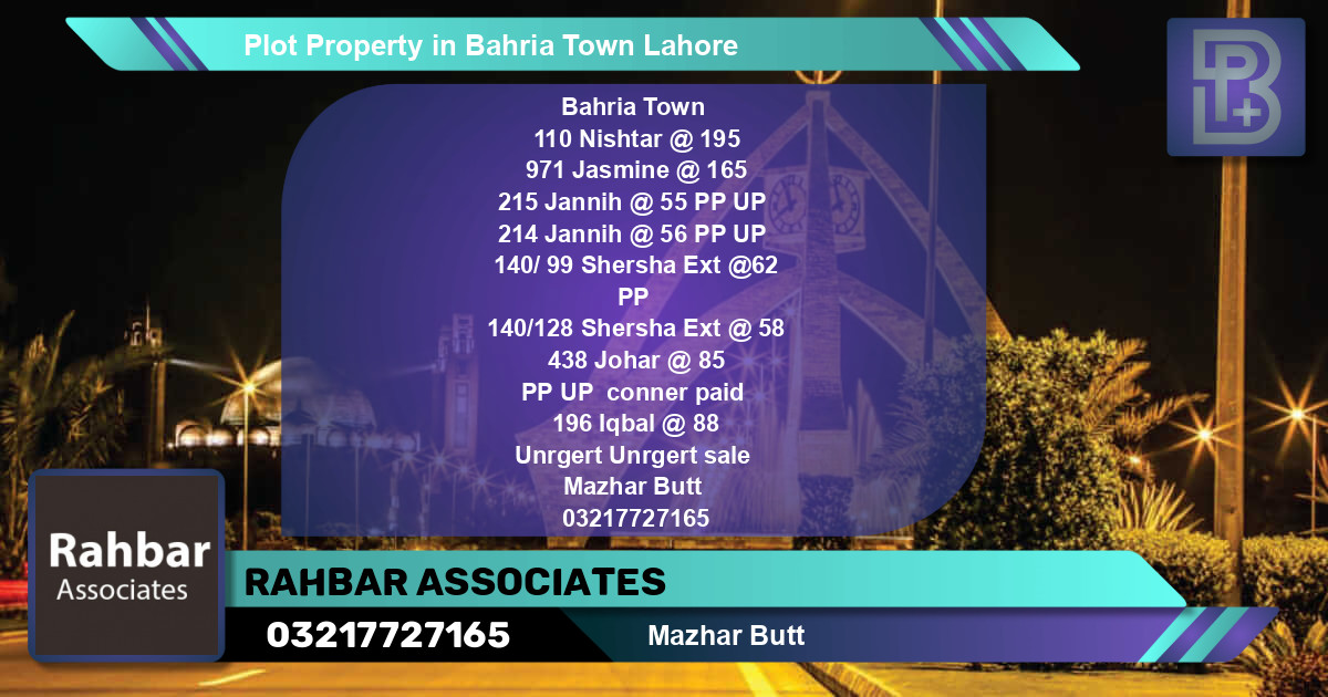 Residential Plot for Sale in Bahria Town, Lahore - (BP-48226)