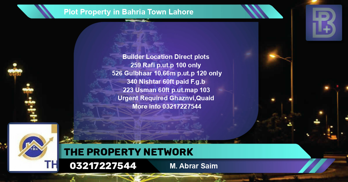 Residential Plot for Sale in Bahria Town, Lahore - (BP-48236)