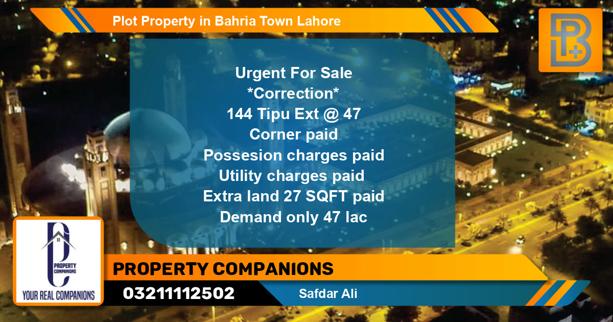Residential Plot for Sale in Bahria Town, Lahore - (BP-48239)