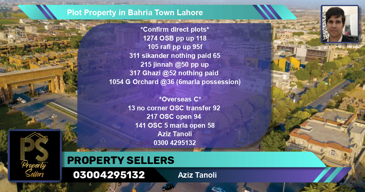 Residential Plot for Sale in Bahria Town, Lahore - (BP-48250)