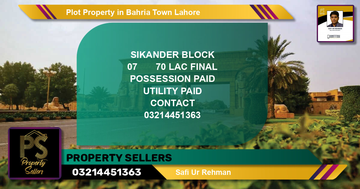 Residential Plot for Sale in Bahria Town, Lahore - (BP-48298)