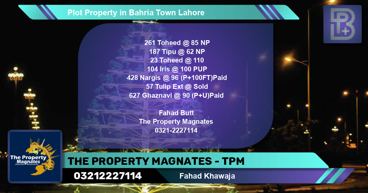 Residential Plot for Sale in Bahria Town, Lahore - (BP-48308)