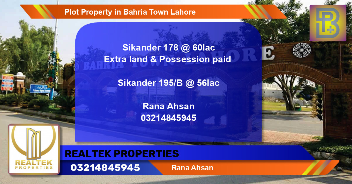 Residential Plot for Sale in Bahria Town, Lahore - (BP-48309)