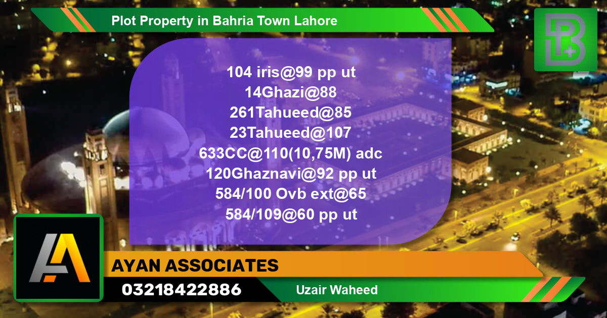 Residential Plot for Sale in Bahria Town, Lahore - (BP-48317)