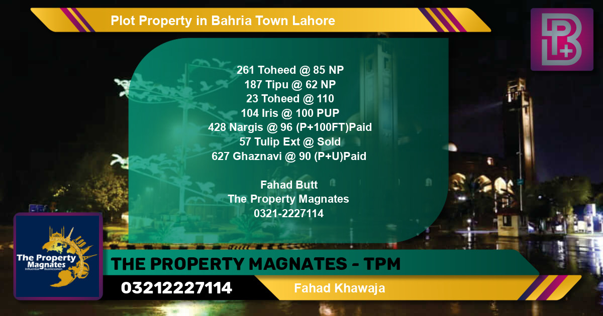 Residential Plot for Sale in Bahria Town, Lahore - (BP-48322)