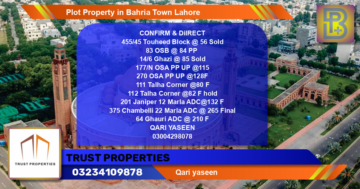Residential Plot for Sale in Bahria Town, Lahore - (BP-48361)
