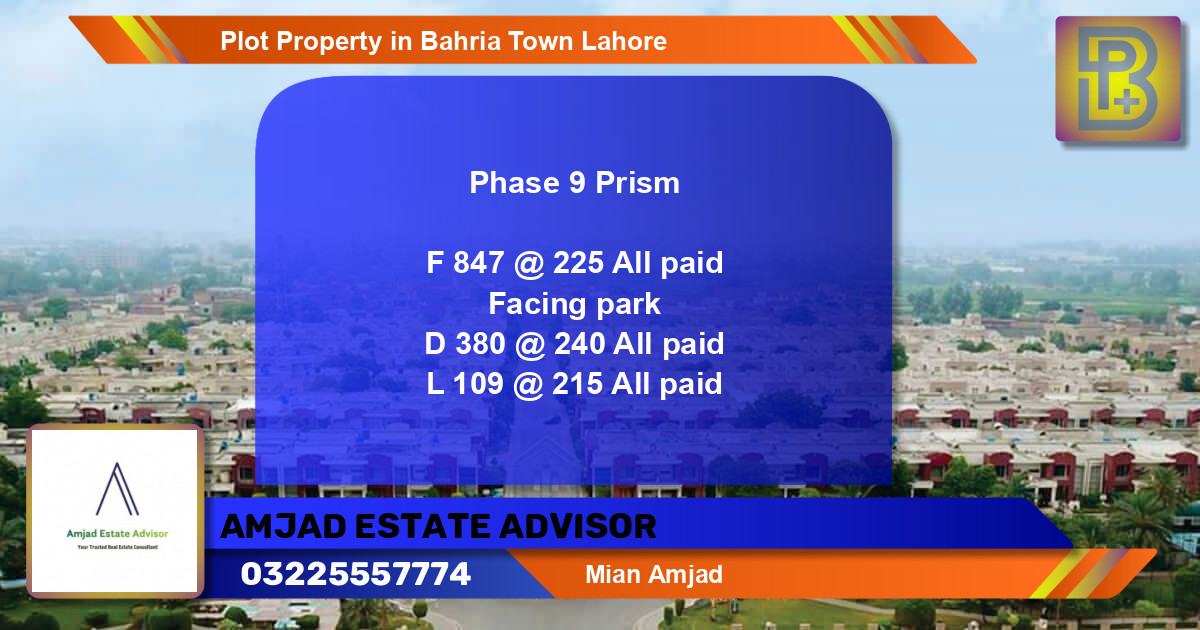Residential Plot for Sale in Bahria Town, Lahore - (BP-48385)