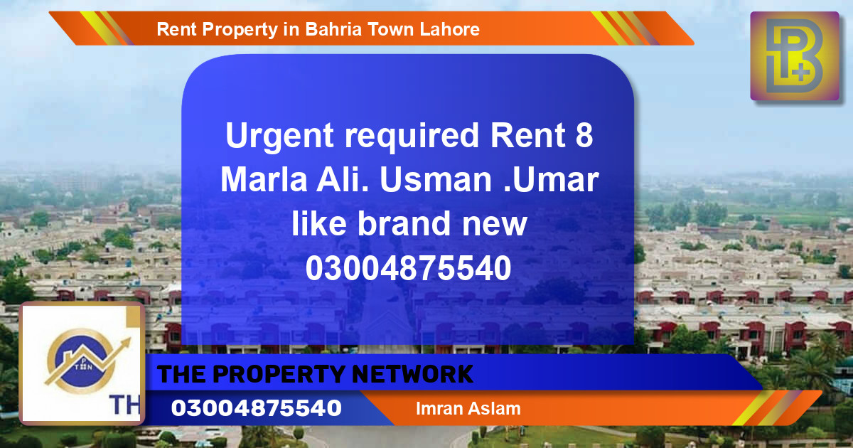 Residential Property for Rent in Bahria Town, Lahore - (BP-48386)