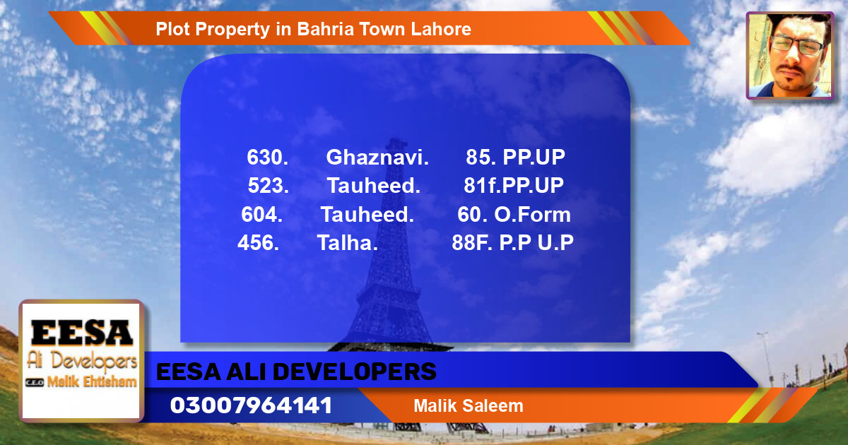 Residential Plot for Sale in Bahria Town, Lahore - (BP-48403)