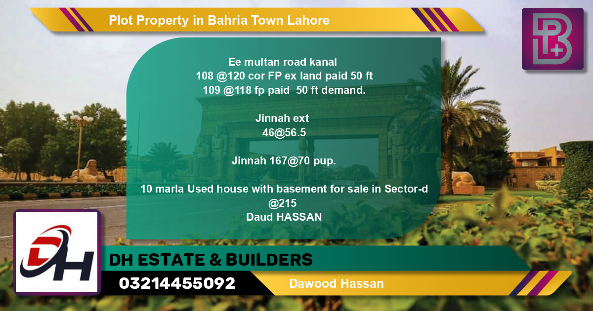 Residential Plot for Sale in Bahria Town, Lahore - (BP-48422)