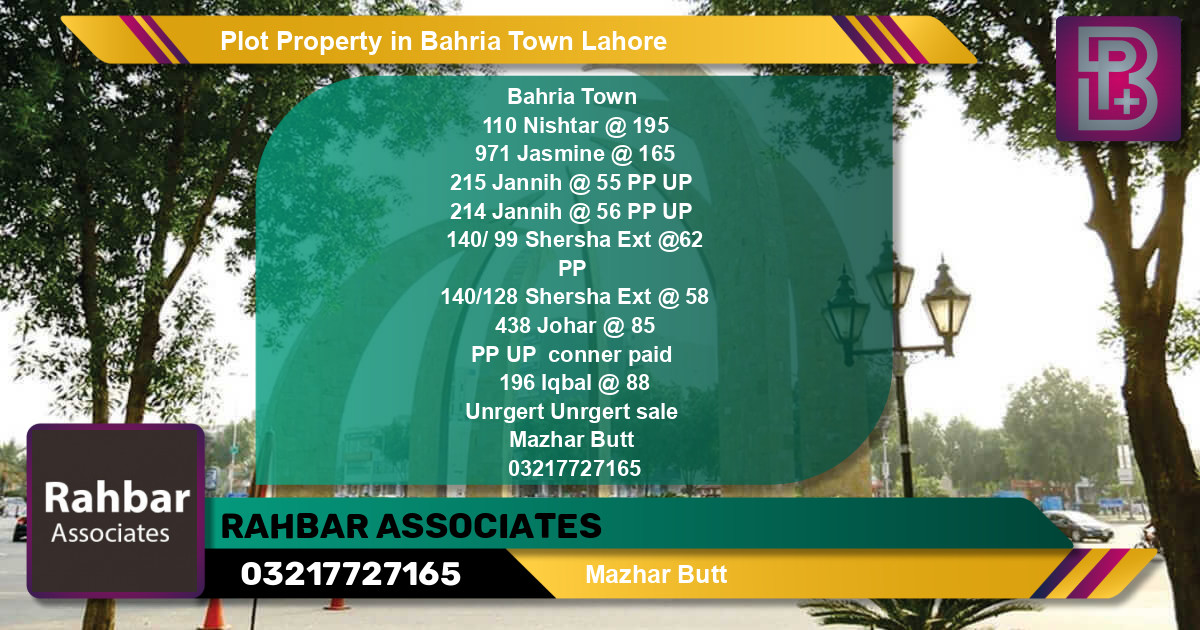 Residential Plot for Sale in Bahria Town, Lahore - (BP-48437)