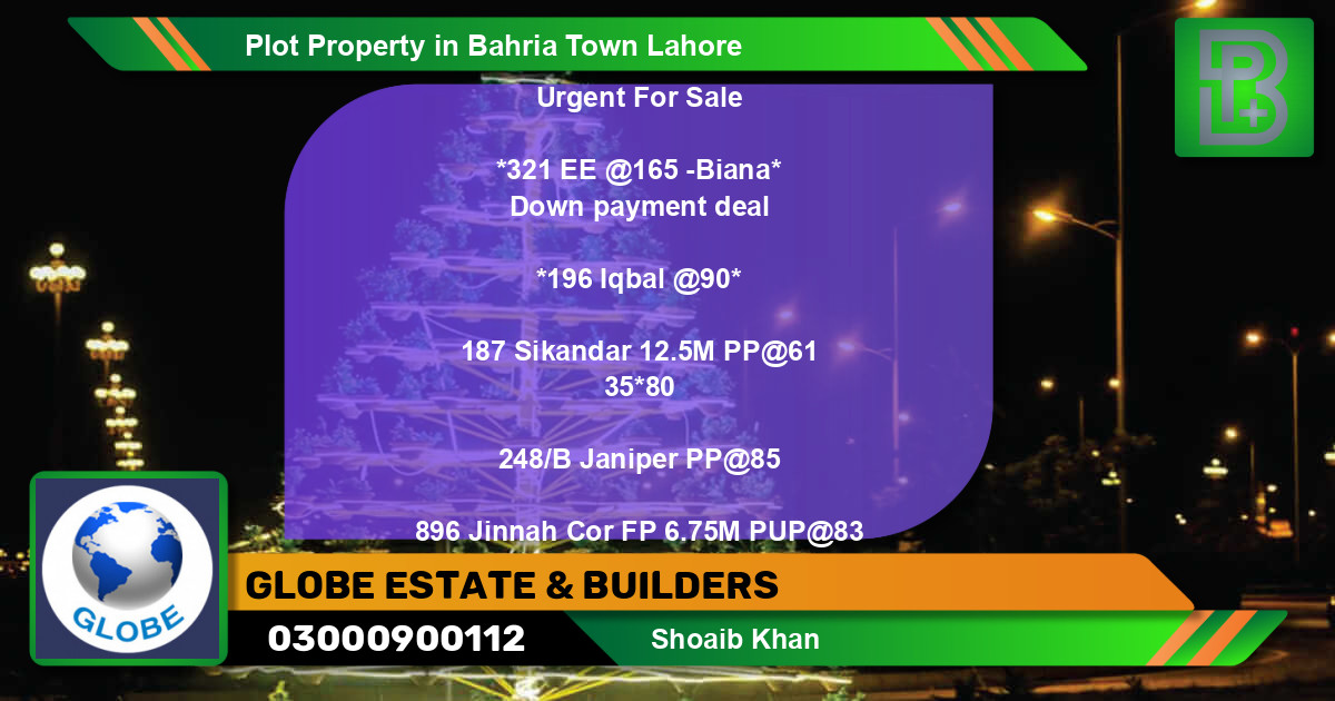 Residential Plot for Sale in Bahria Town, Lahore - (BP-48500)