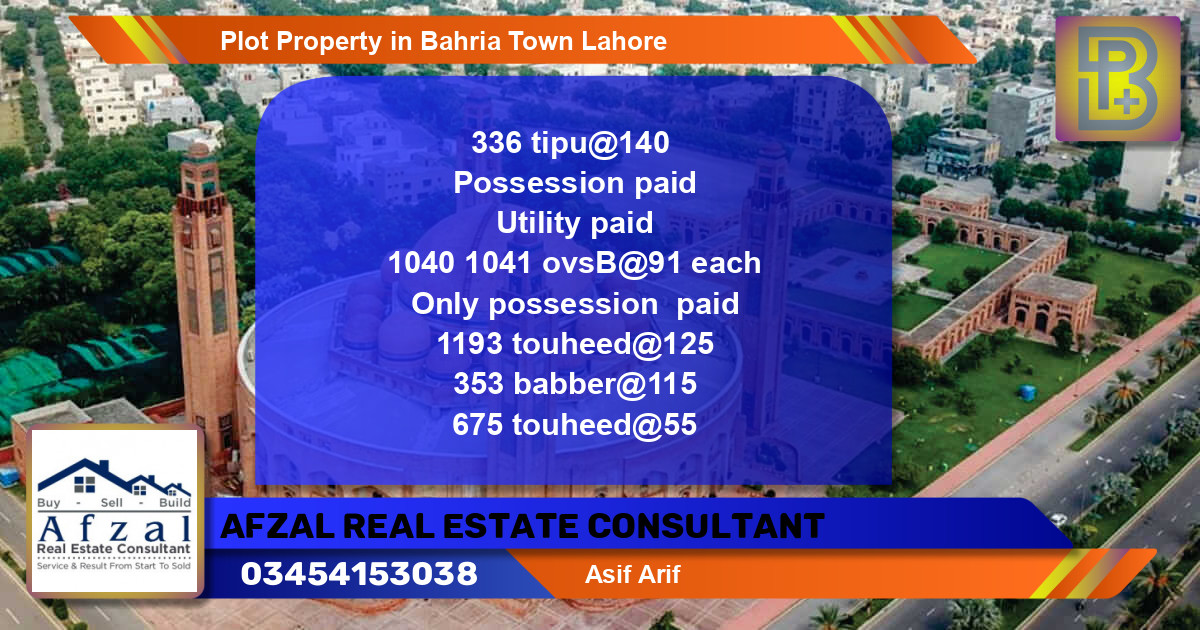 Residential Plot for Sale in Bahria Town, Lahore - (BP-48507)