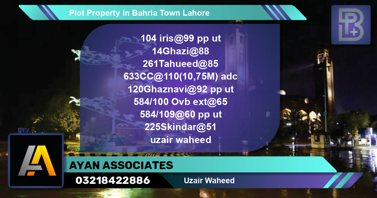Residential Plot for Sale in Bahria Town, Lahore - (BP-48509)