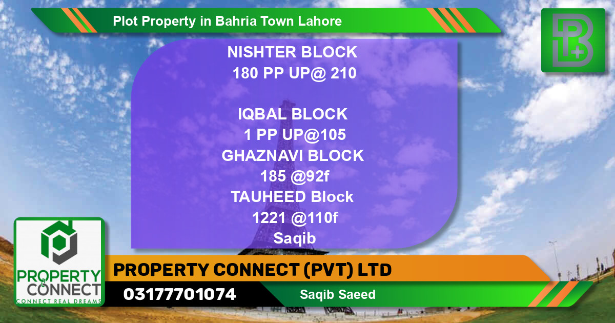 Residential Plot for Sale in Bahria Town, Lahore - (BP-48550)