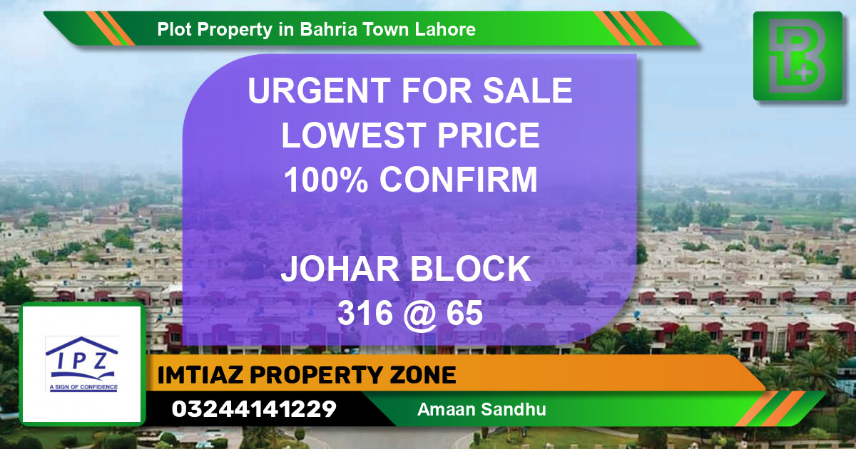 Residential Plot for Sale in Bahria Town, Lahore - (BP-48562)