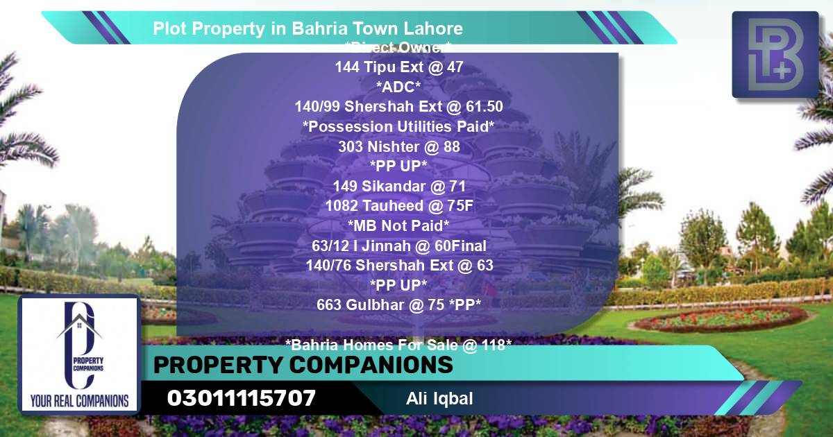 Residential Plot for Sale in Bahria Town, Lahore - (BP-48571)