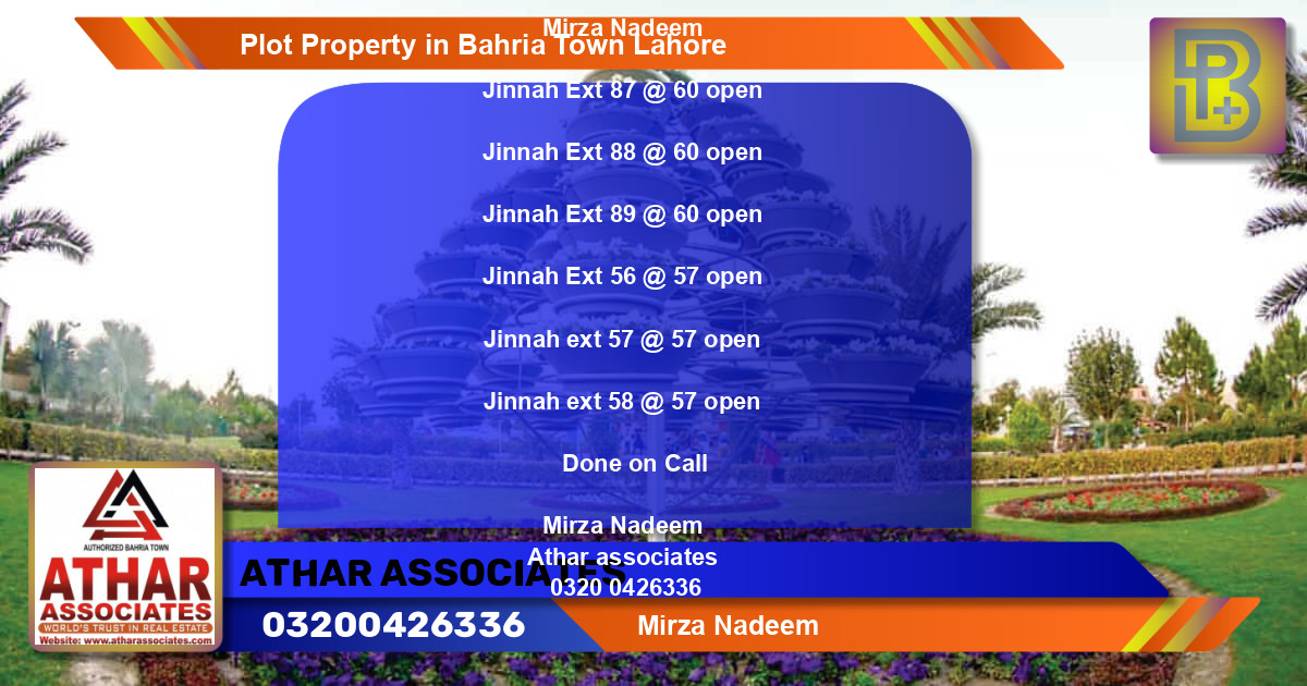 Residential Plot for Sale in Bahria Town, Lahore - (BP-48582)