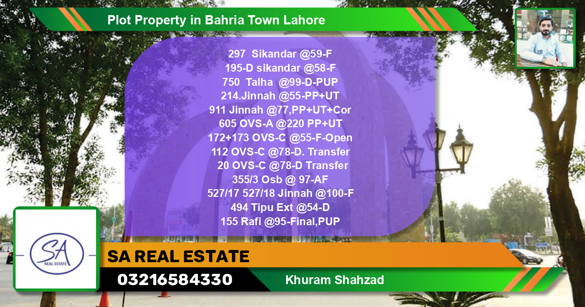 Residential Plot for Sale in Bahria Town, Lahore - (BP-48586)