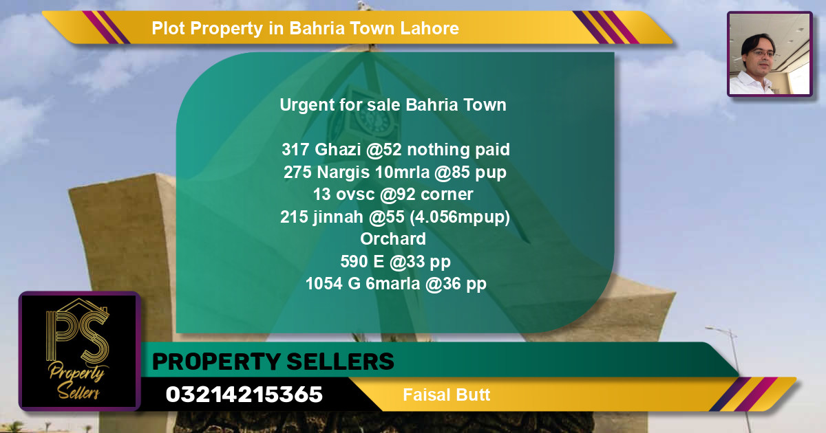 Residential Plot for Sale in Bahria Town, Lahore - (BP-48622)