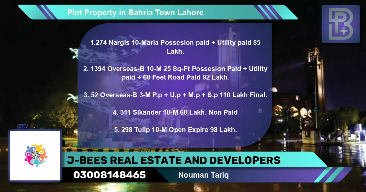 Residential Plot for Sale in Bahria Town, Lahore - (BP-48626)