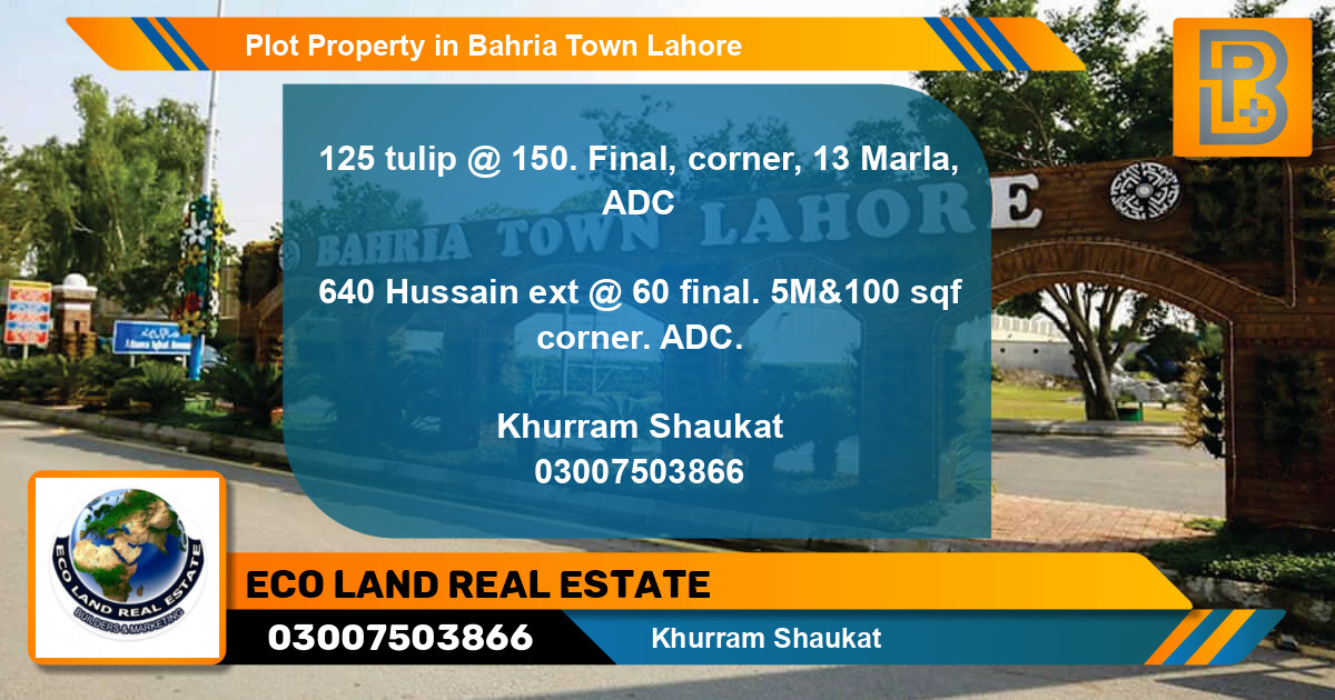 Residential Plot for Sale in Bahria Town, Lahore - (BP-48665)