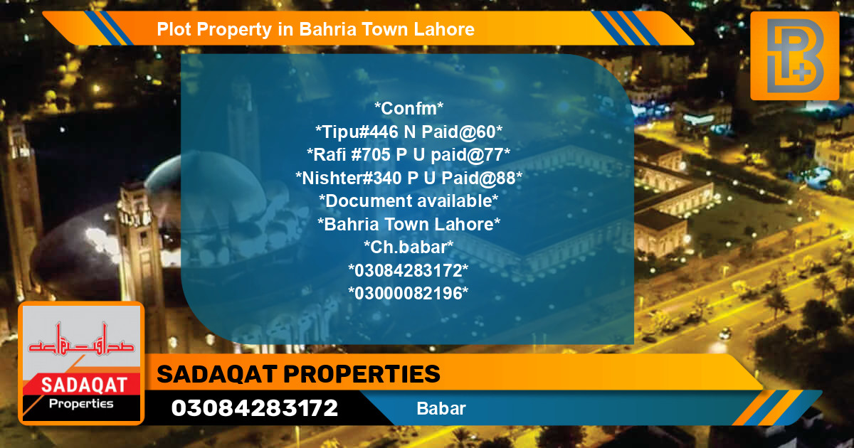 Residential Plot for Sale in Bahria Town, Lahore - (BP-48679)
