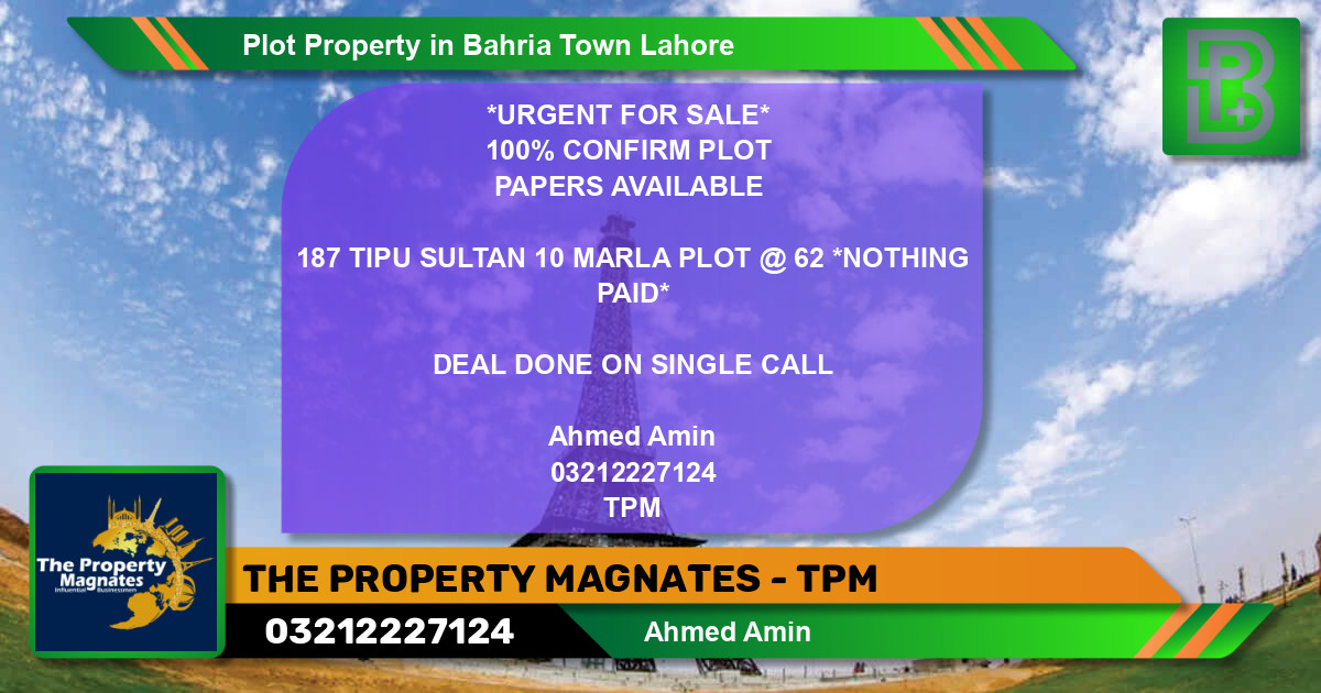 Residential Plot for Sale in Bahria Town, Lahore - (BP-48695)