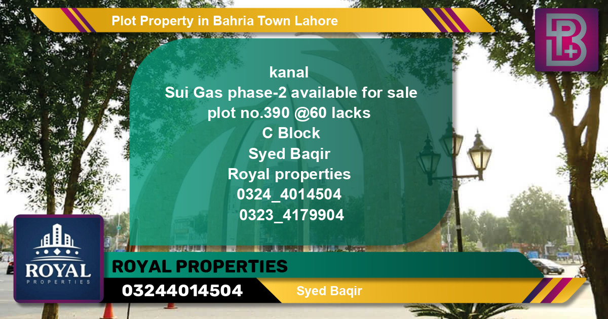 Residential Plot for Sale in Bahria Town, Lahore - (BP-48747)