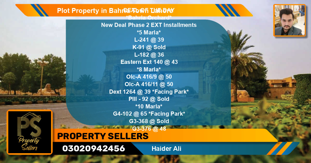 Residential Plot for Sale in Bahria Town, Lahore - (BP-48796)