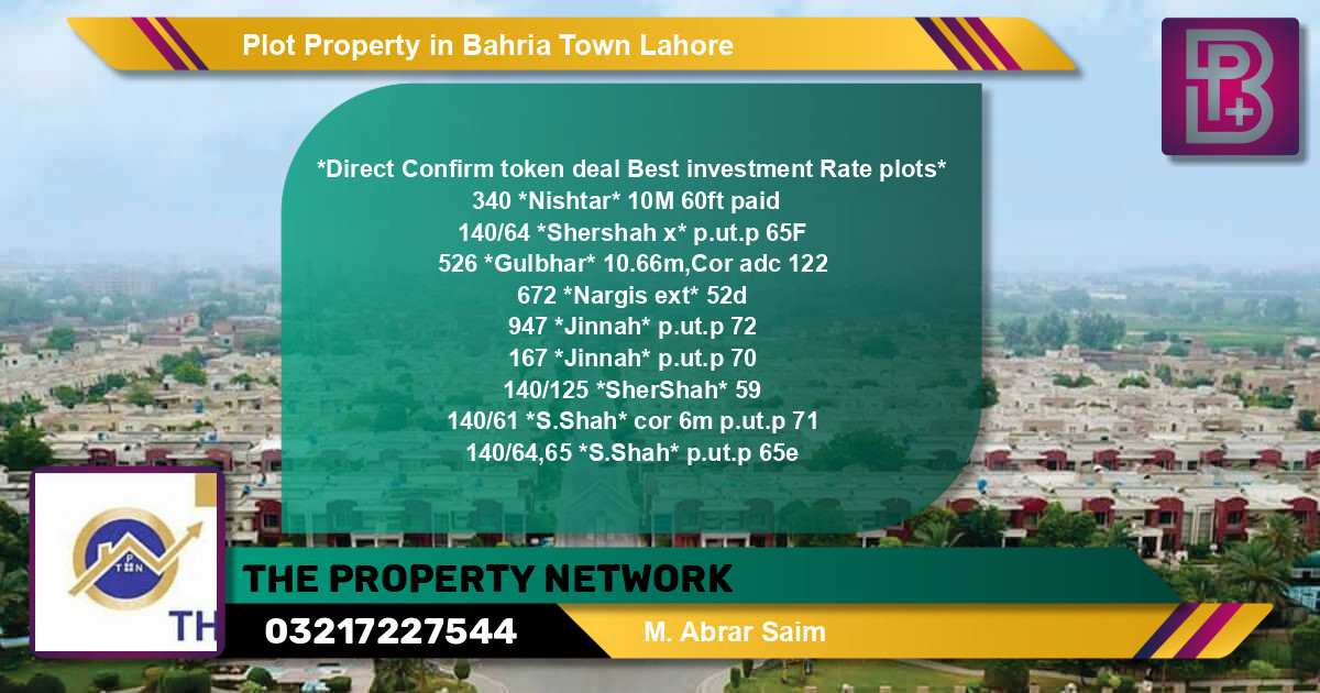 Residential Plot for Sale in Bahria Town, Lahore - (BP-48807)