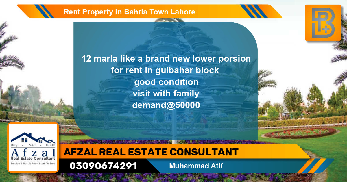Residential Property for Rent in Bahria Town, Lahore - (BP-48821)