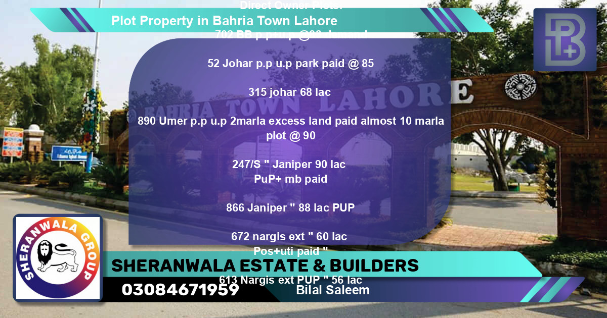 Residential Plot for Sale in Bahria Town, Lahore - (BP-48834)