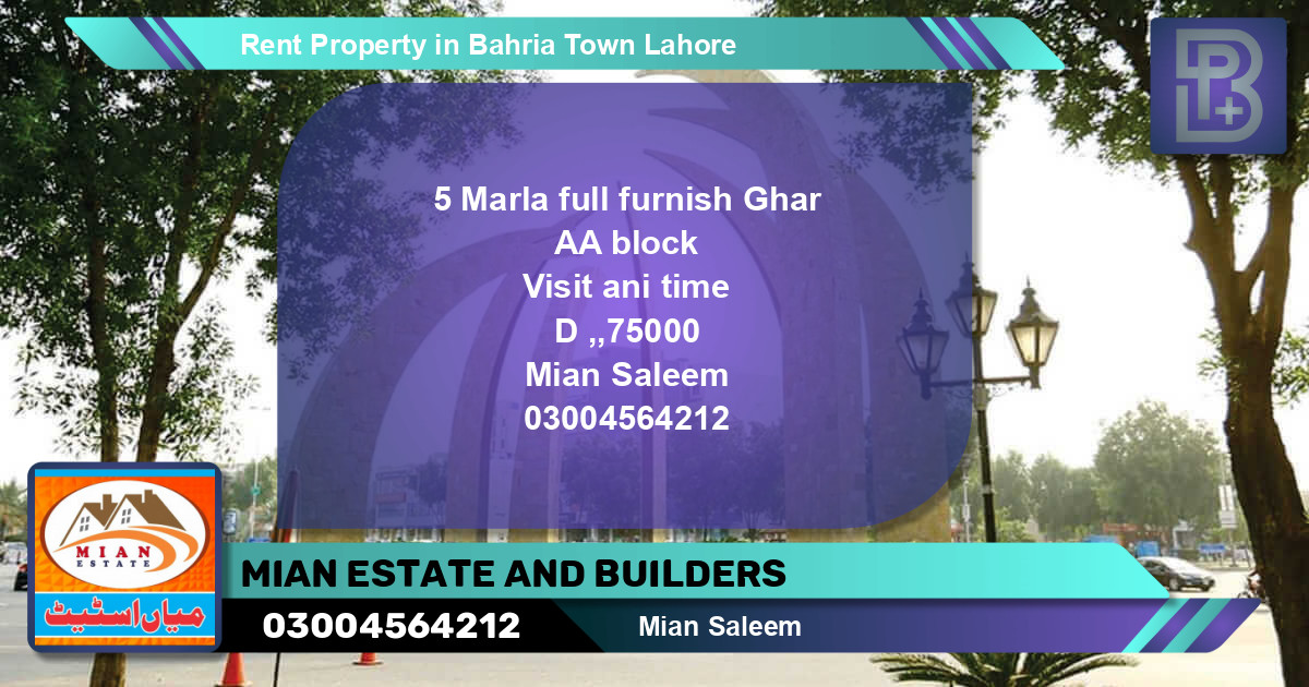 Residential Property for Rent in Bahria Town, Lahore - (BP-48871)