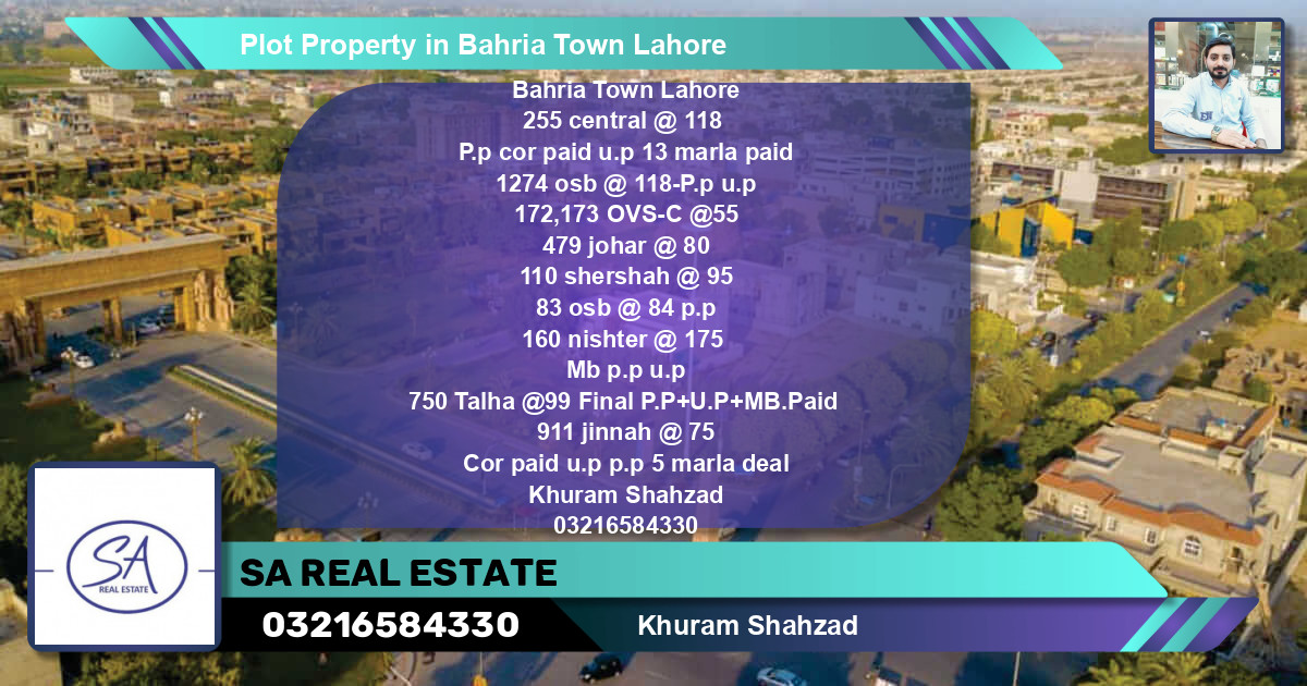 Residential Plot for Sale in Bahria Town, Lahore - (BP-48931)
