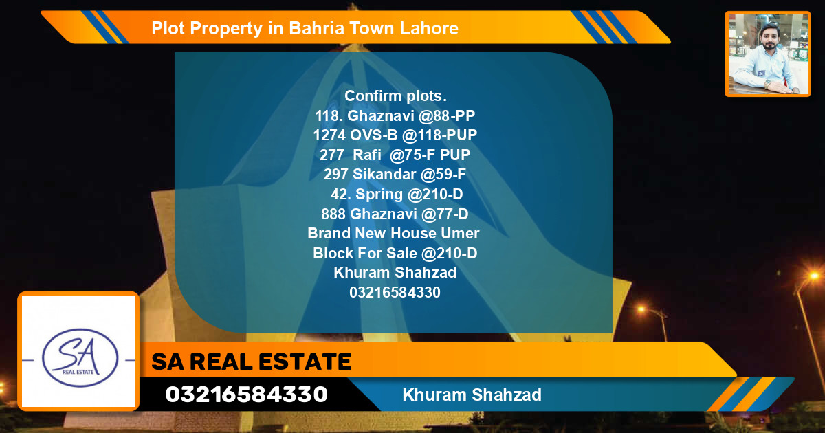 Residential Plot for Sale in Bahria Town, Lahore - (BP-48933)