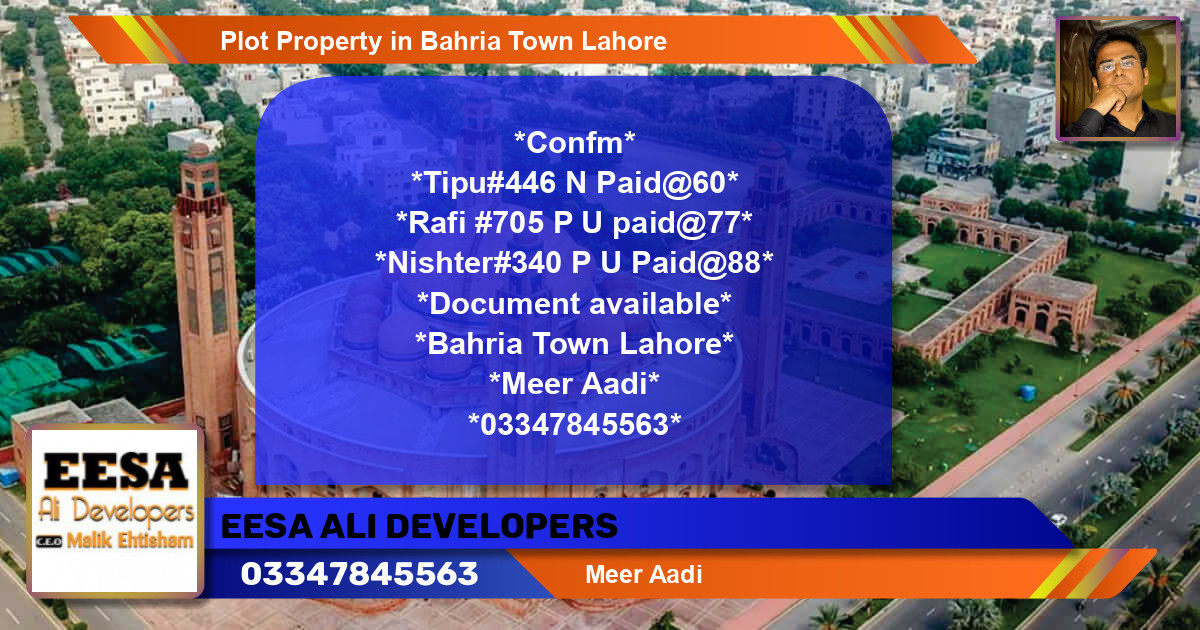 Residential Plot for Sale in Bahria Town, Lahore - (BP-48957)