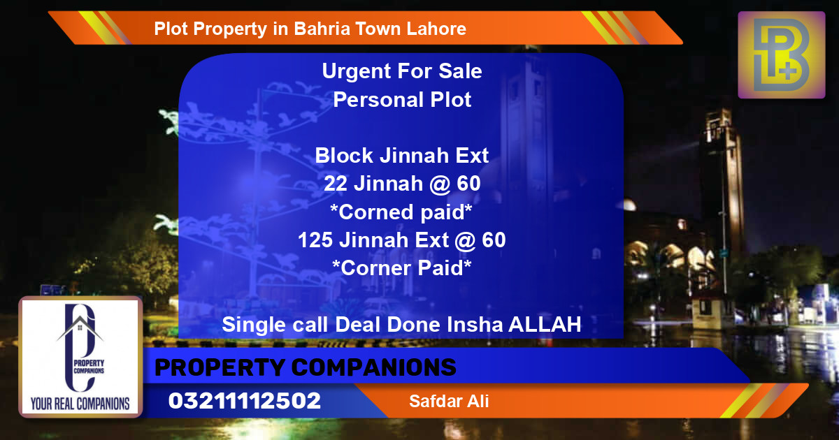 Residential Plot for Sale in Bahria Town, Lahore - (BP-48993)