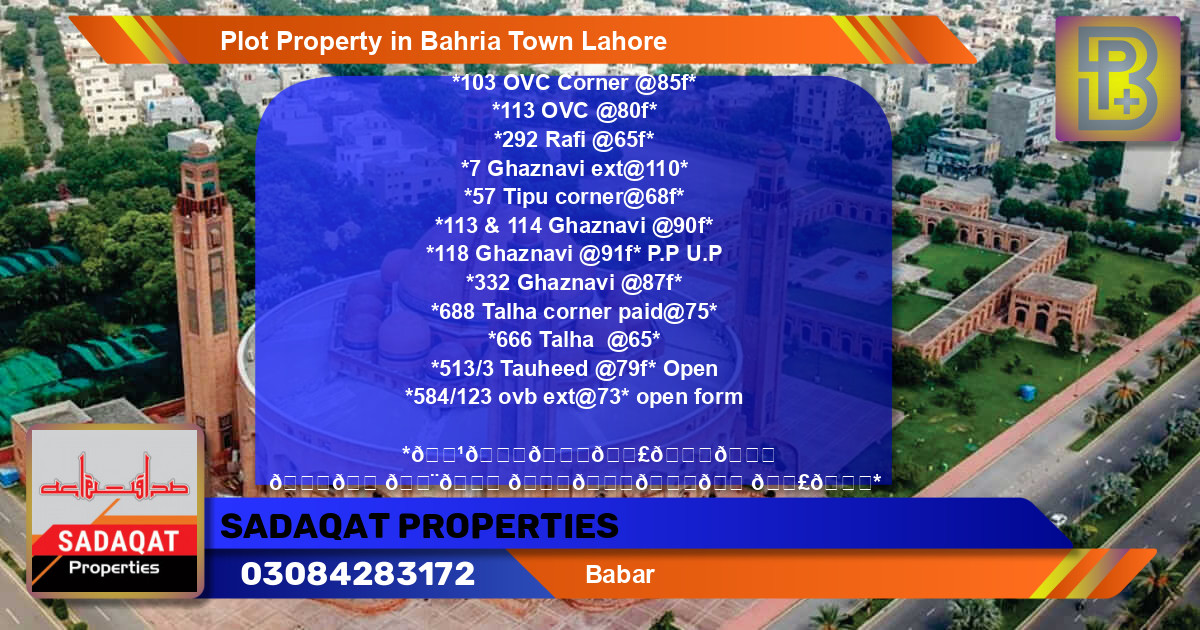 Residential Plot for Sale in Bahria Town, Lahore - (BP-49009)