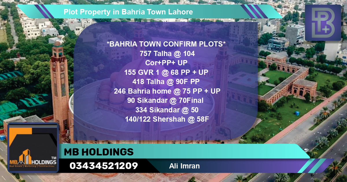 Residential Plot for Sale in Bahria Town, Lahore - (BP-49024)