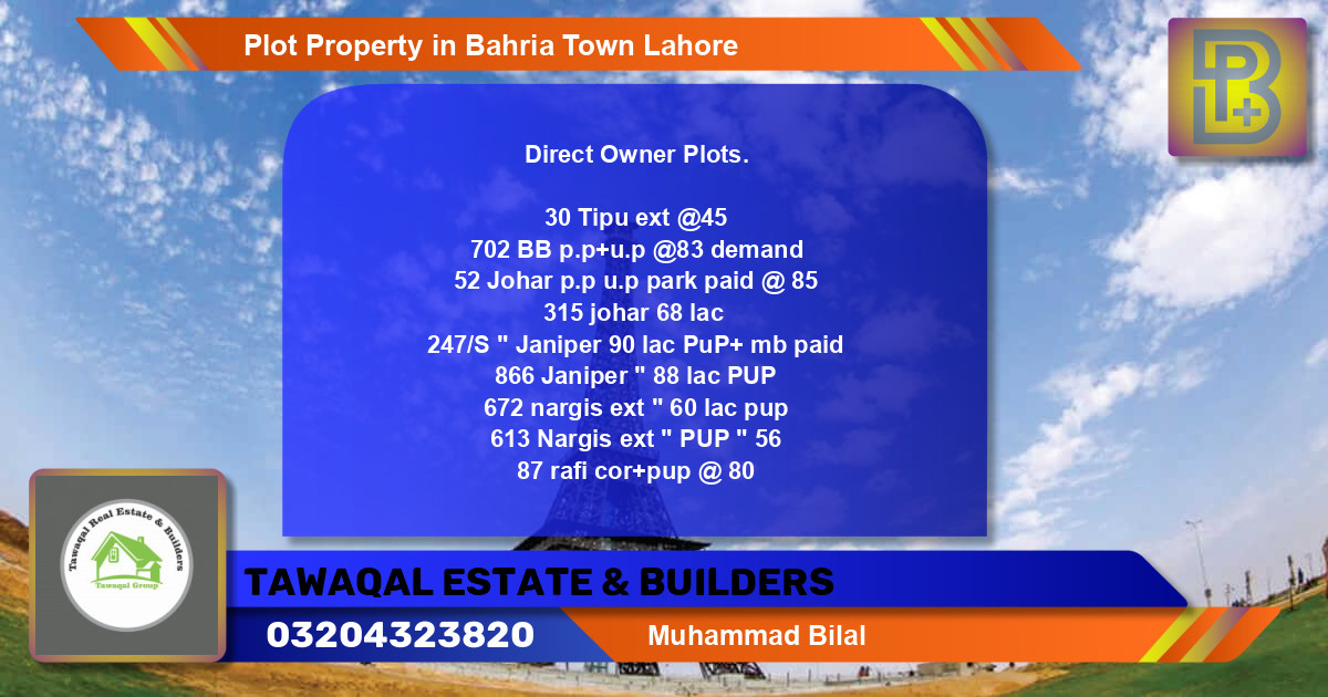 Residential Plot for Sale in Bahria Town, Lahore - (BP-49046)